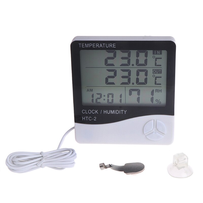 Digitale Lcd Temperatuur-vochtigheidsmeter Klok Elektronische Thermometer Hygrometer