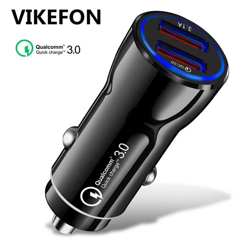 Vikefon Mini Usb Autolader Quick Charge 3.0 + 3.1A Snelle Auto-Oplader Voor Mobiele Telefoon Tablet Gps Etc dual Usb Auto Telefoon Oplader