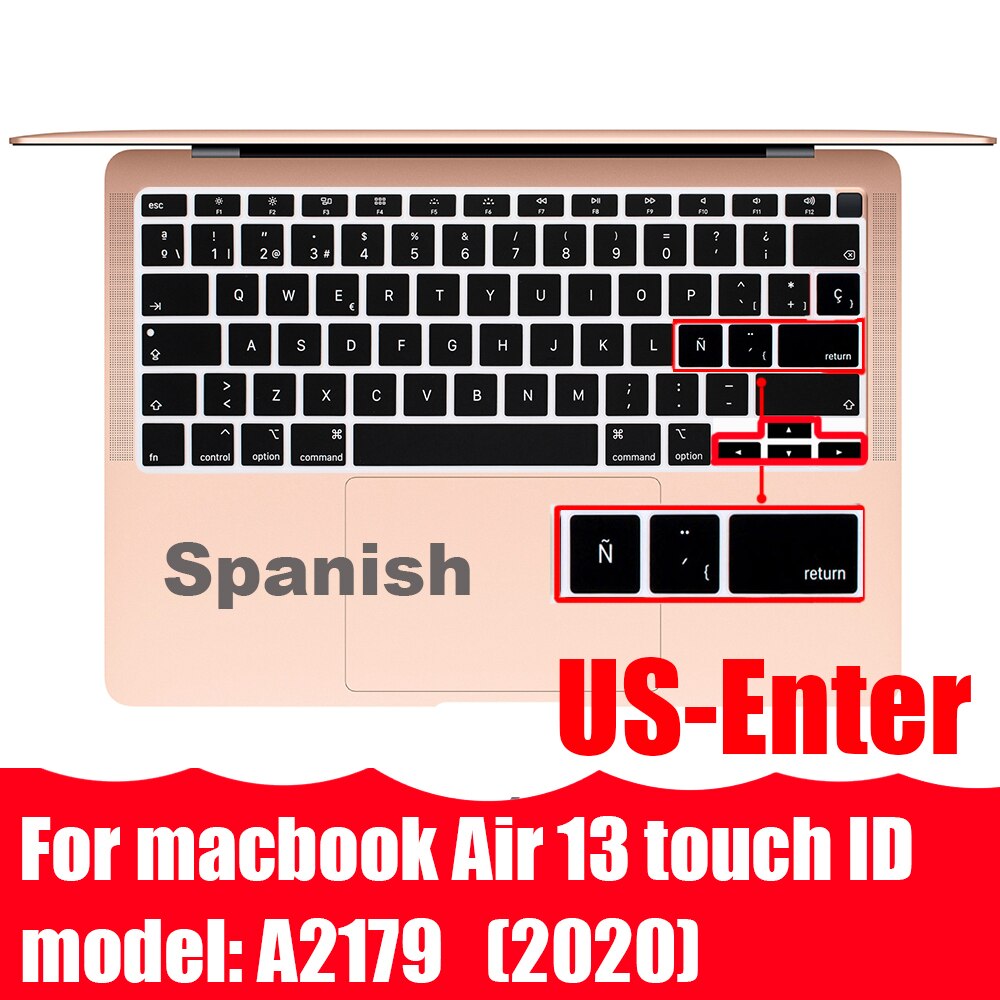 Z ñ hiszpańska osłona klawiatury Protector dla Macbook Air13 A2337A2179 dla Macbook Pro13 A2338A2289 A2159 klawiatura folia ochronna: US A2179 Air13 2020
