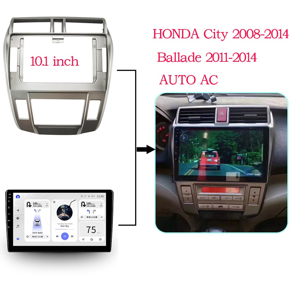 10.1 Inch Car Fascia For HONDA CITY Double Din Fascias Audio Fitting Adaptor Frame Panel For Ballade