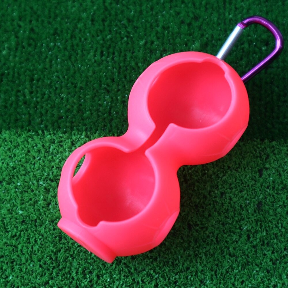 Golfbold beskyttelsesovertræk blød silikone taljeholder ærme opbevaringspose nøglering golf tilbehør til 2 bolde: Lyserød