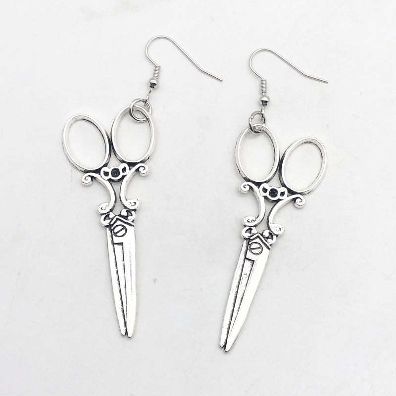 Pendientes colgantes de tijera grande para mujer, Vintage gótico Y2k, estética, accesorios de joyería largos,