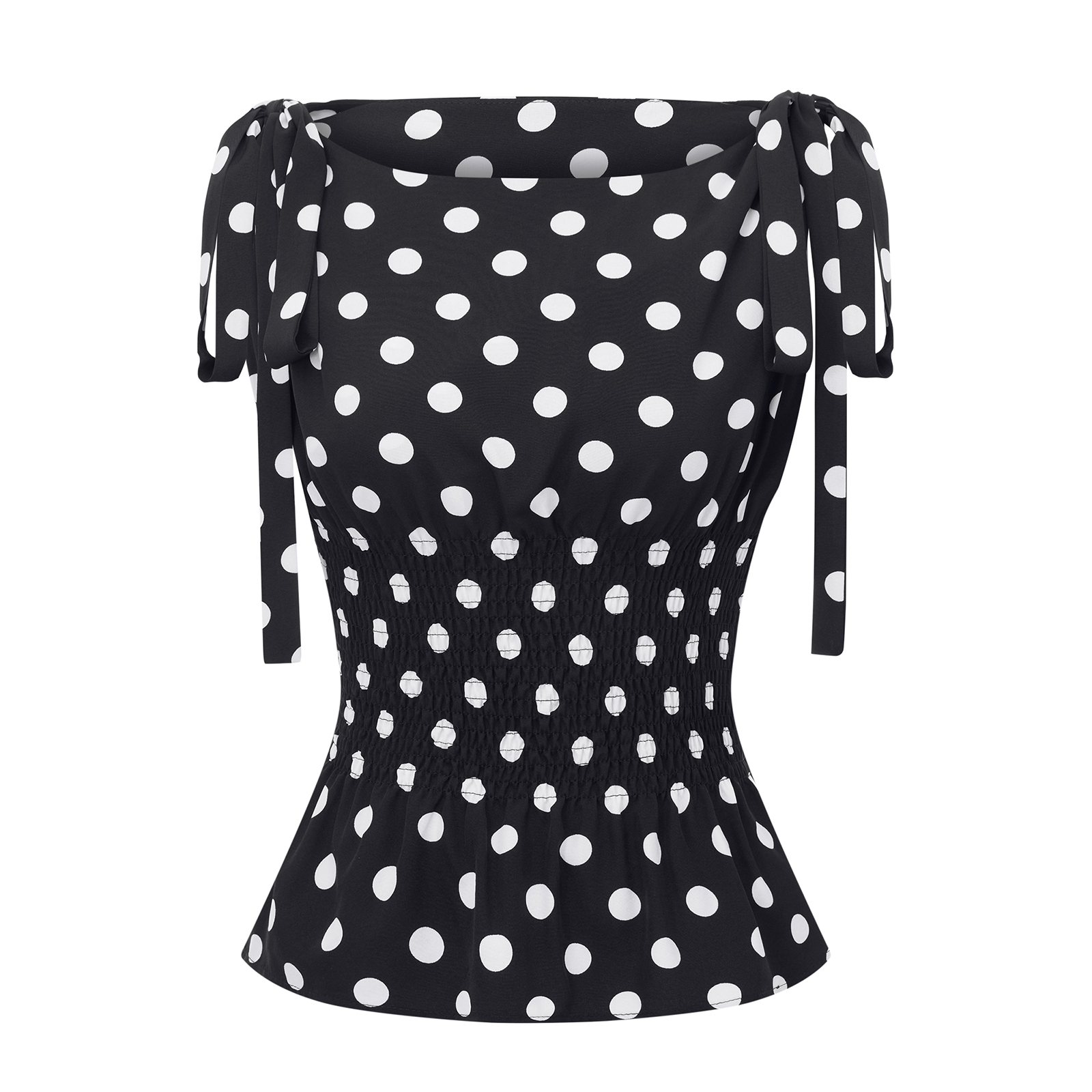 Combhasaki kvinder sommer  y2k vintage prikket print crop tanktops ærmeløse butterfly skulder bådhals smocked flæset slim fit vest: S / Sort