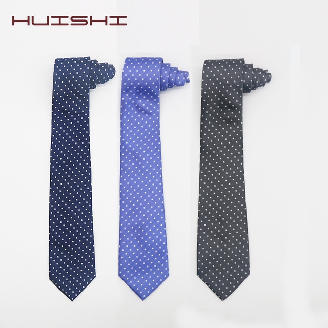 Huishi 8 cm smala prickiga slipsar för män slimmade polyesterhalsslipsar prickiga män polyesterslipsar för herrar