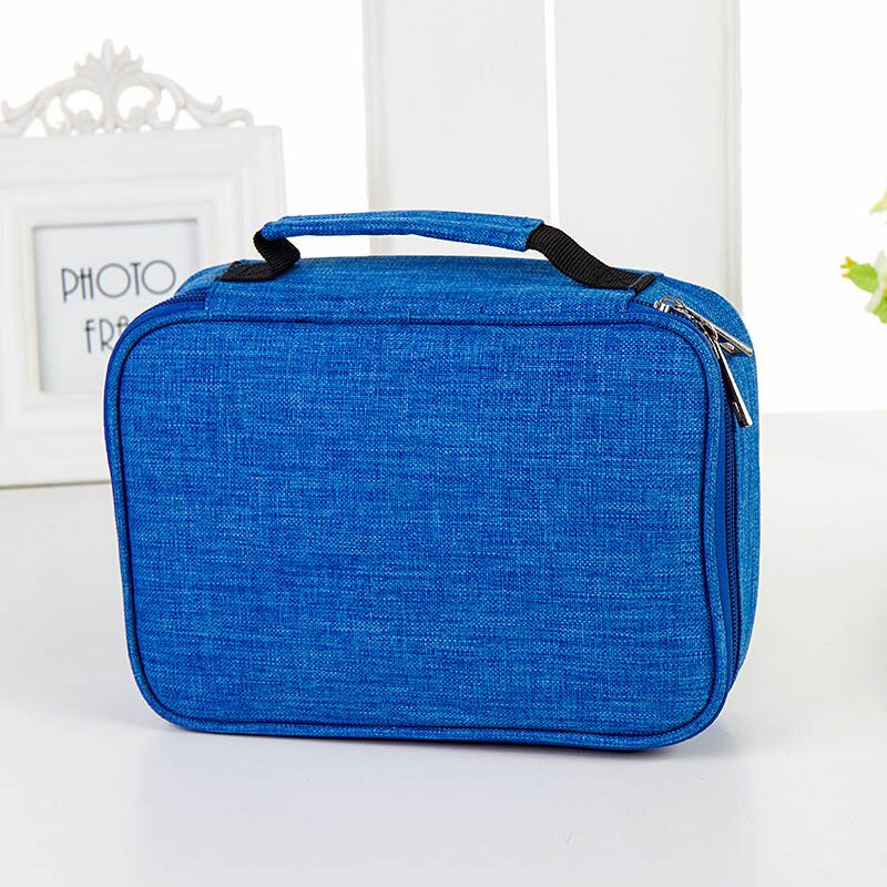 School Potlood Gevallen Voor Meisjes Jongen Pencilcase 72 Gaten Pen Box Canvas Multifunctionele Opbergtas Case Pouch Briefpapier Kit: Blue