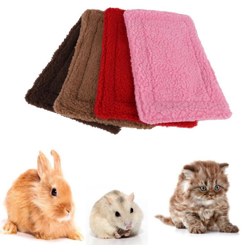 Lille dyr tæppe måtte hamster kanin kat killing hus pude quilt dobbeltsidet fleece varm rede sengetøj kæledyr tilbehør