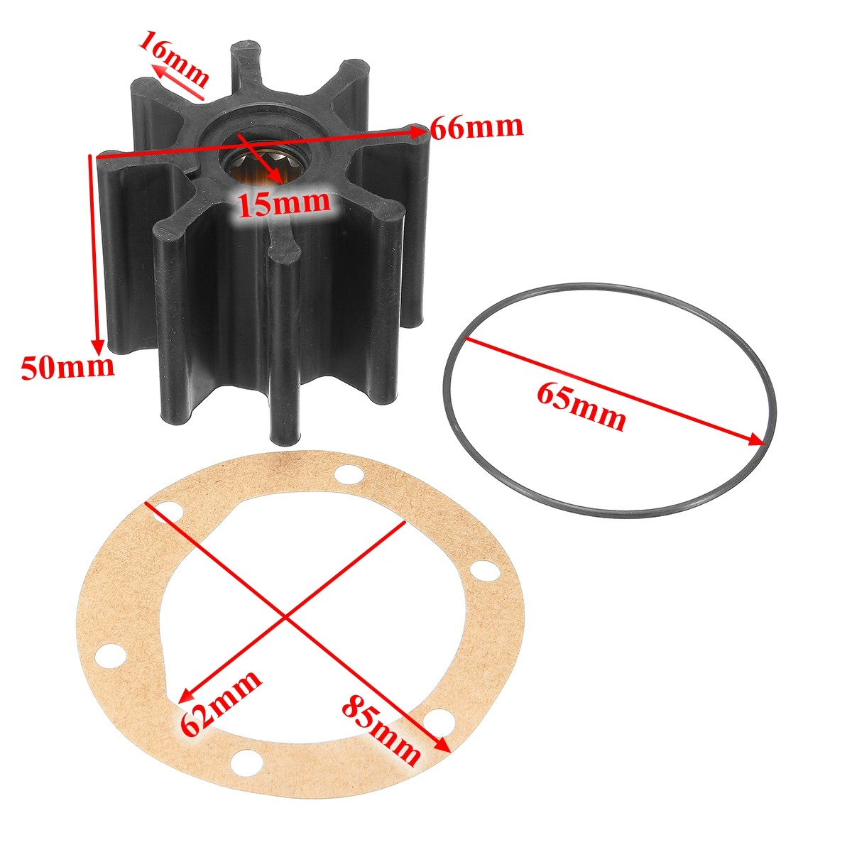 Vattenpump impeller kit gummi för volvo penta  #875593-6 877061 3841697