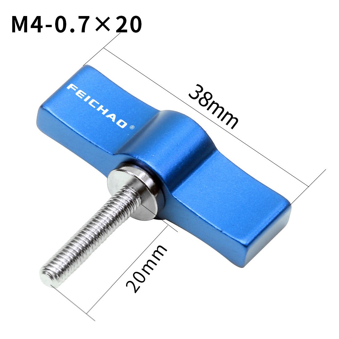 Tornillo de acero inoxidable 1/4 para cámara SLR mango ajustable, M4, M5, 304, adaptador de bloqueo de abrazadera deslizante, llave en forma de T para Gopro: M4x20 Blue