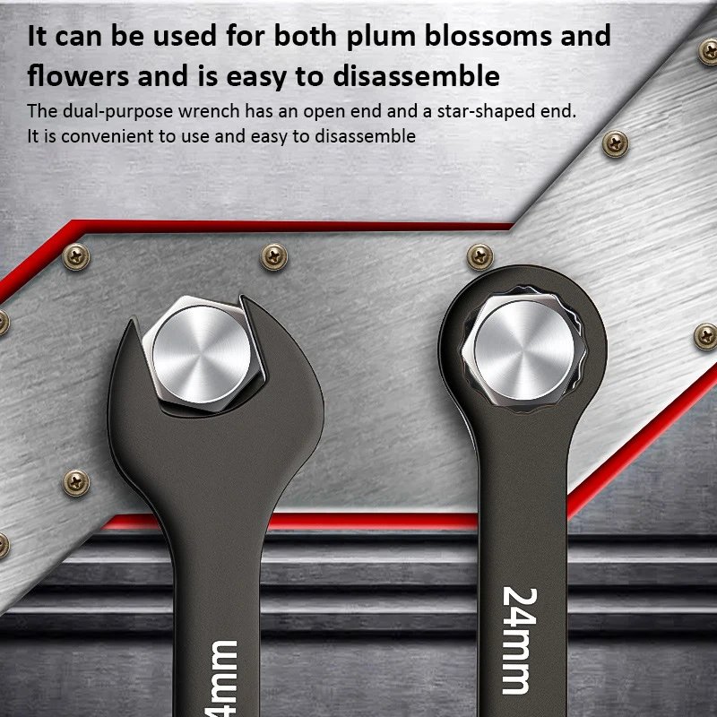 Juego de llaves de trinquete de doble cabezal de 8-24mm, llaves de extremo abierto, Kit de llave Torx Universal, herramienta de reparación de automóviles, motocicletas y bicicletas