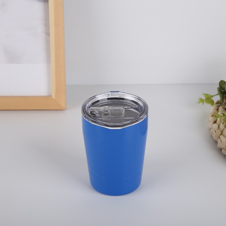8oz- delige roestvrijstalen koffiemok met dubbele wand, vacuüm geïsoleerde theekop met deksel, reisbeker voor yerba mate kalebas: Blauw