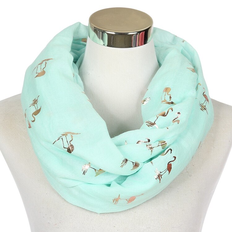 Foxmother Mode Glanzende Roze Mint Bronzing Folie Goud Flamingo Swan Ring Sjaal Snood Foulard Sjaal Vrouwen: Mint Loop