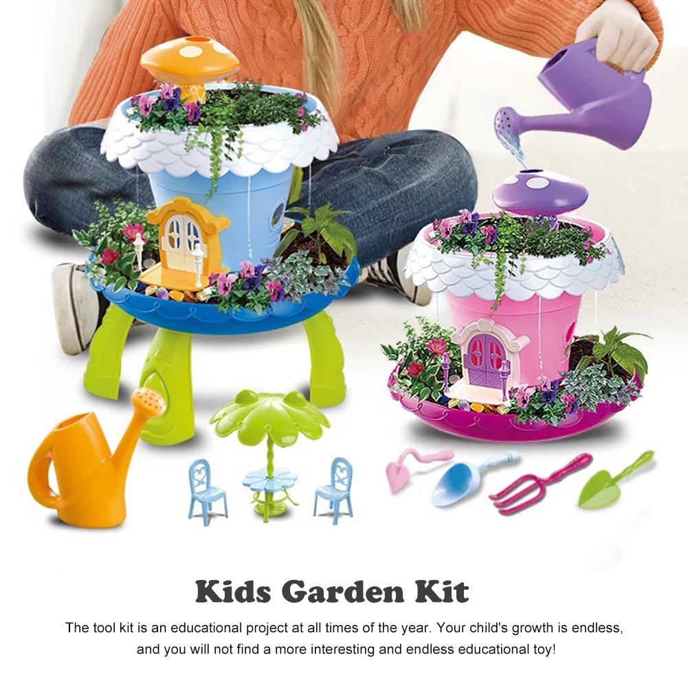 Kids Garden Toys Kit Durable Safe Pretend Planting Potted Plants Play Set Educational Toys For Girls Boys