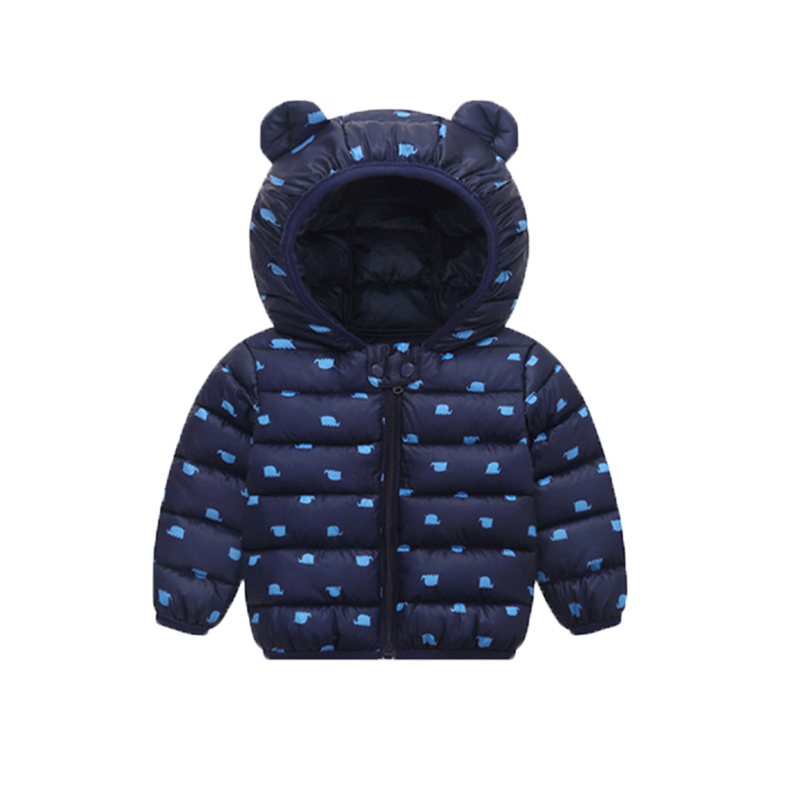 Casaco de algodão com capuz para crianças, roupa agasalho quente de desenho animado para outono e inverno para meninos e meninas de 0-4 anos: darkblue / 18-24M