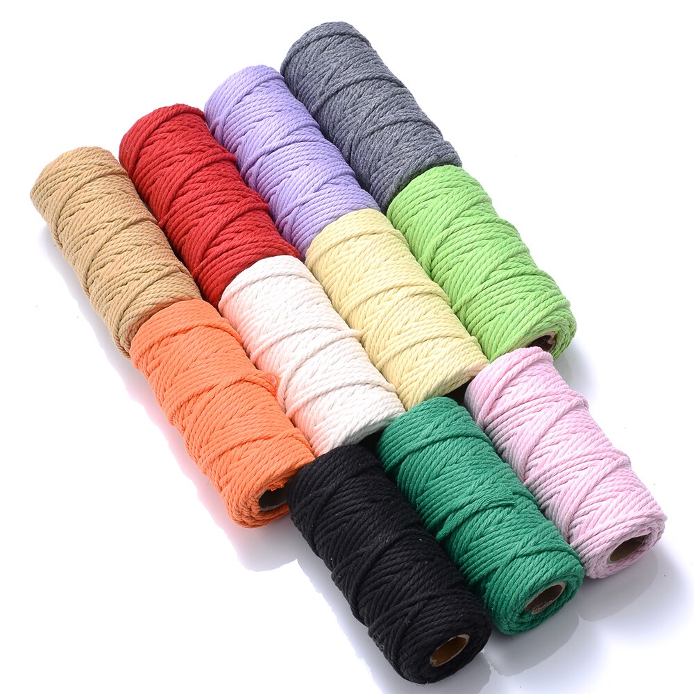 iYOE 28m/Roll 3mm Solid Color Cotton Cord Thread Making Macrame String Diy Craft Accessories Home Decoration