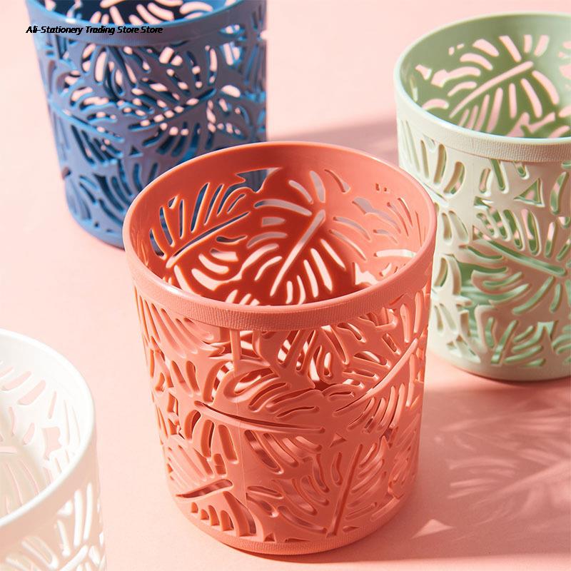 Porte-crayon et Pot en plastique, en dentelle, creux, pour brosse à fleurs, accessoires