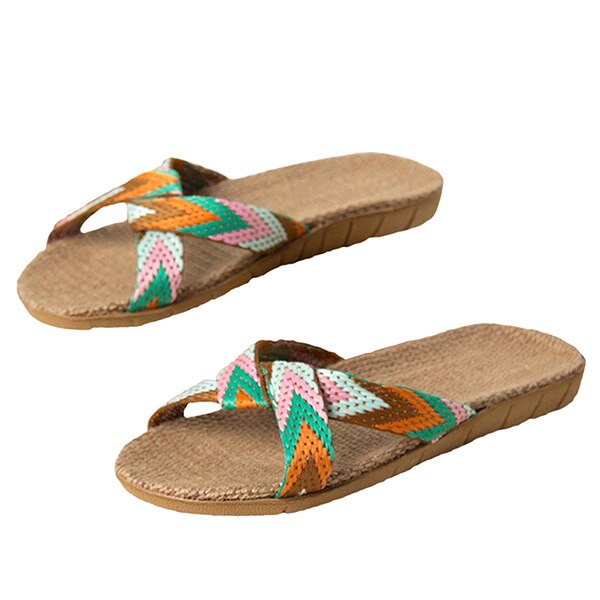 Sommer sportssko til kvinder strand sandaler unisex mænd udendørs sko hør krydsbælte strand sandaler sneakers: Orange / 9