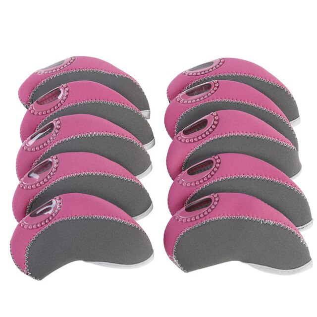 10Pcs Golf Head Covers Eisen Putter Schutz Outdoor Wasserdichte Golf Club Eisen Kopf Protector Golf Zubehör: Pink