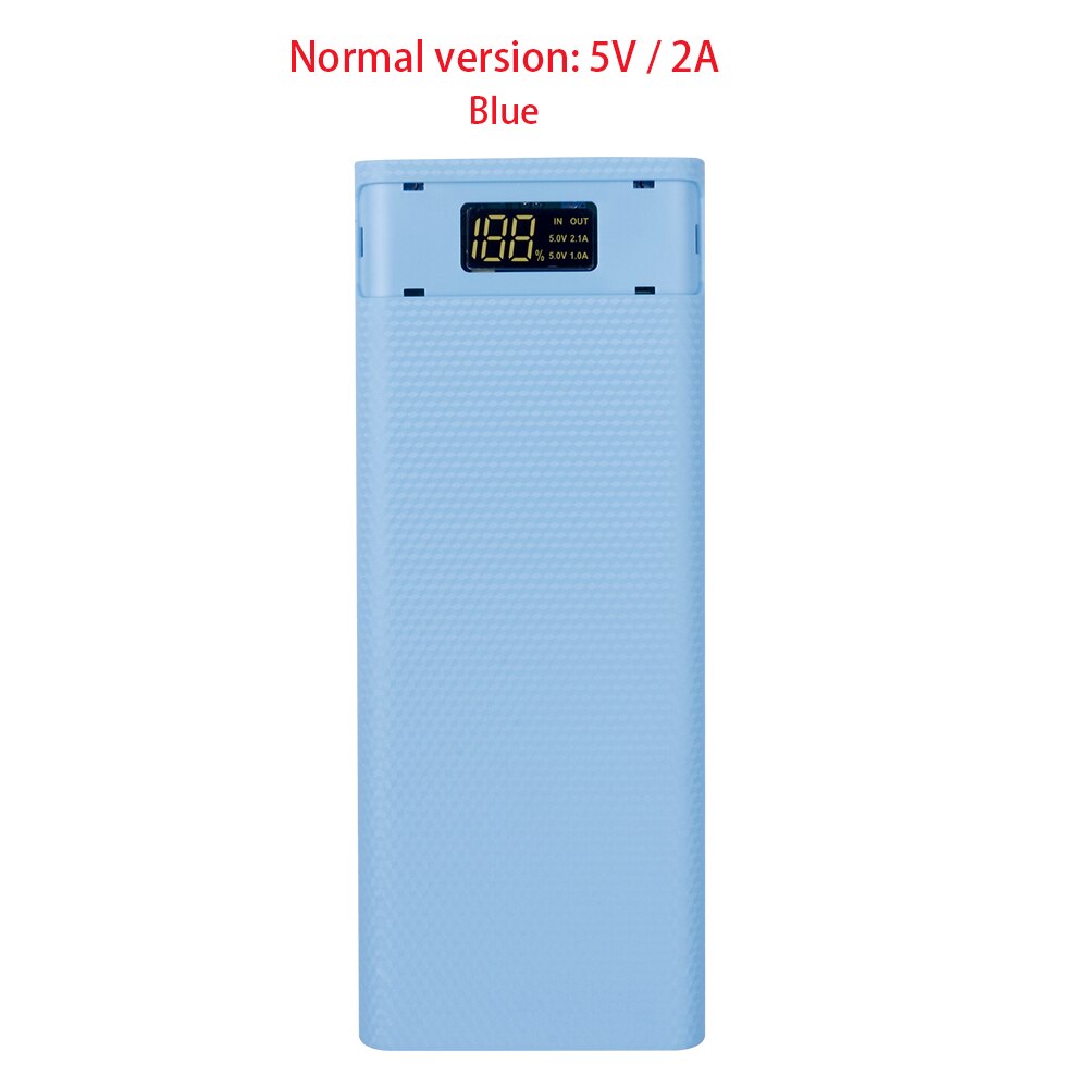Kebidu Quick Charge Dual Usb Micro Usb Type C Power Bank Shell 5V Diy 8*18650 Case Batterij lading Opbergdoos Zonder Batterij: Blue 5V 2A