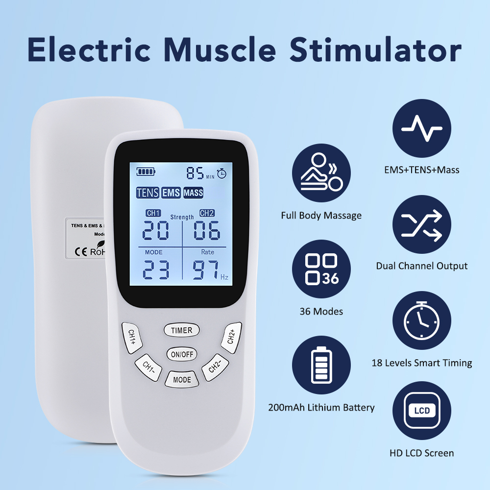 Tientallen Spierstimulator 12-Modus Elektrische EMS Acupunctuur Lichaamsmassage Digitale Therapie Afslankmachine Elektrostimulator