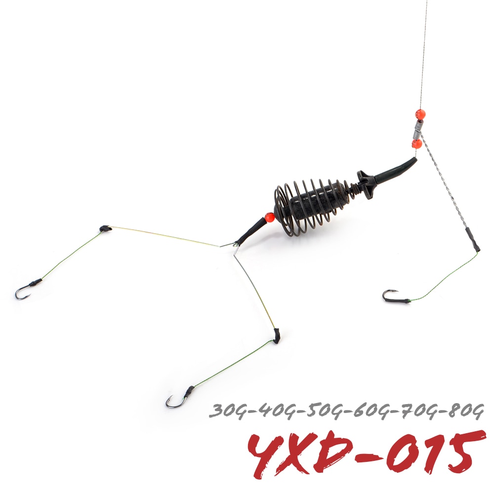 FISH KING 30g-80g Metal Bait Cage Feeder Fishing Group Lead Sinker Hair Rigs Carp Fishing With Line Hooks For Tackle