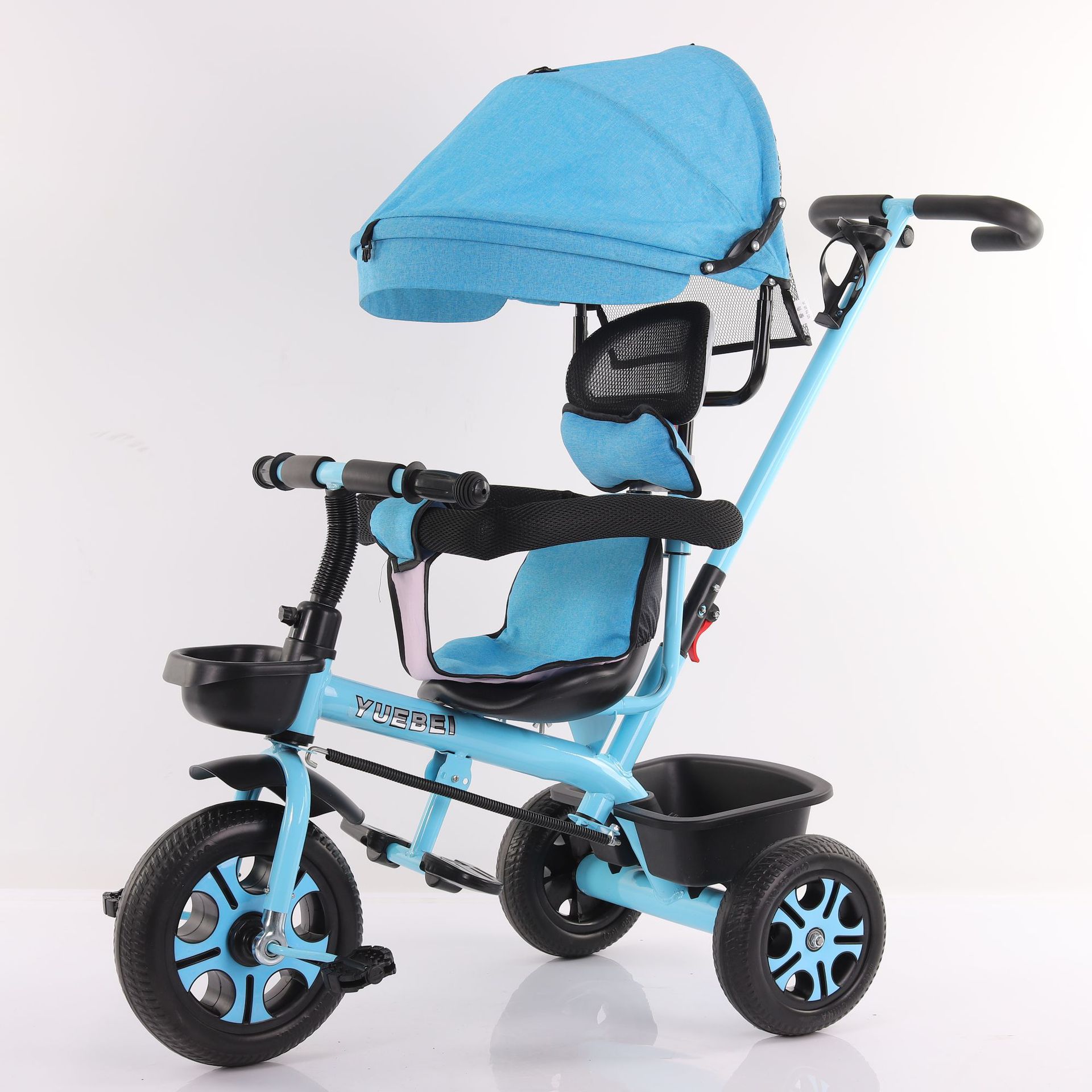 Baby stroller children's tricycle baby bicycle baby trolley 1-3-5 children's tricycle: blue with shed