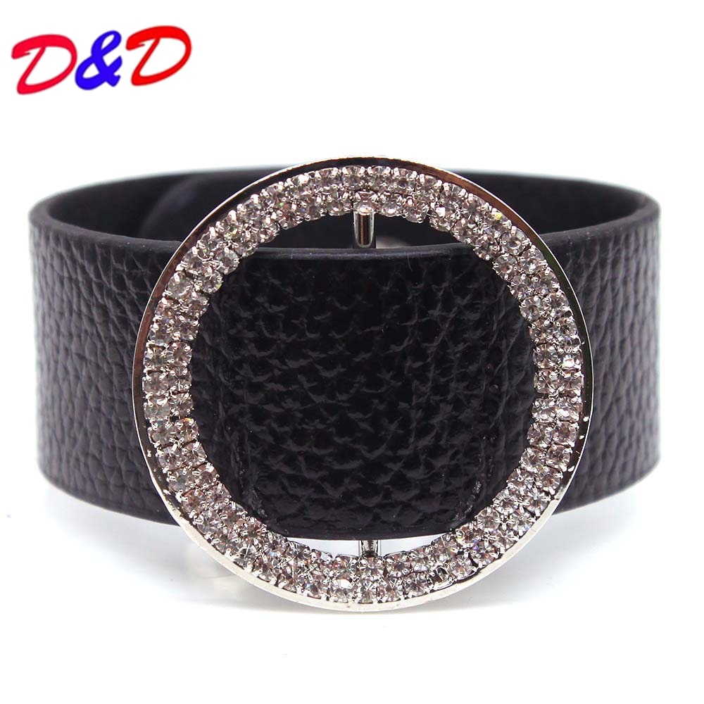 D & D européenne Punk large crista rond Bracelet en cuir et bracelets pour les femmes manchette Bracelet bijoux de mariage