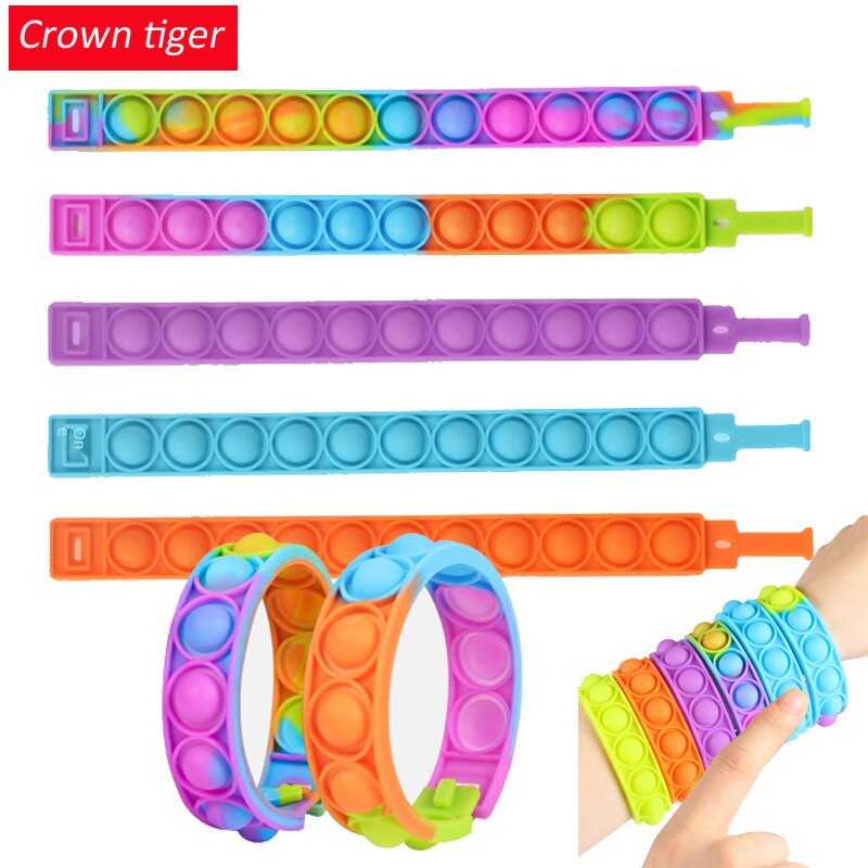 Pops bubble jego fidget proste dołek rainbow silikonowa bransoletka zabawka anty stres releif lęk sensory dla adhd autyzm dzieci