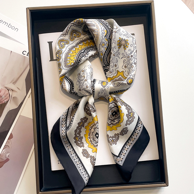 Novo luxo cavalo padrão lenço quadrado de seda das mulheres cetim macio hairband lenço escritório hijab bandana foulard saco fitas presente: Rosa