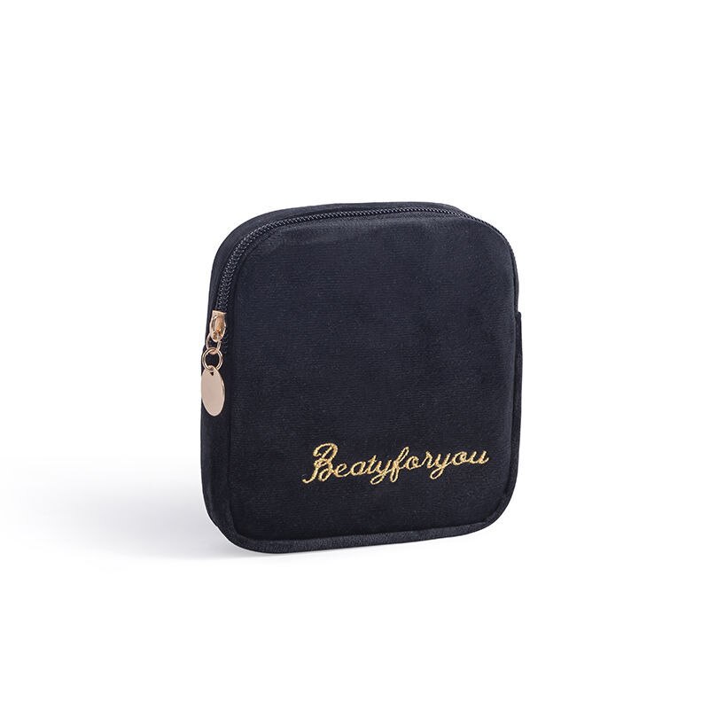 Meisjes Luier Maandverband Opbergtas Fluwelen Maandverband Tassen Sieraden Organizer Oortelefoon Pouch Cosmetische Geval: black
