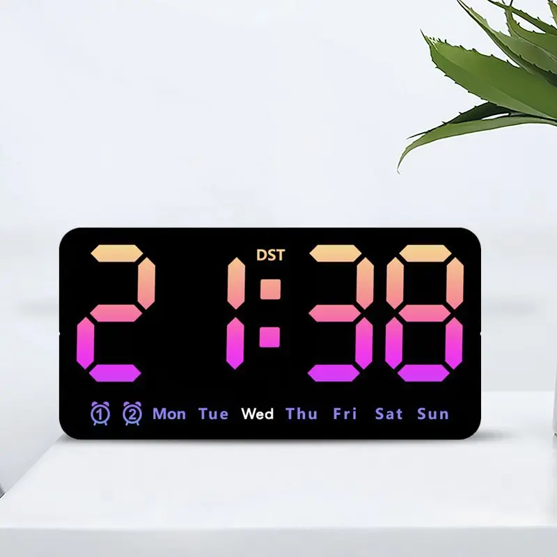 Elektronische Wanduhr Temperatur Datum Anzeige Tisch uhr Zauberstab Montage digitale LED-Wecker für zu Hause 12/24h Sprach steuerung