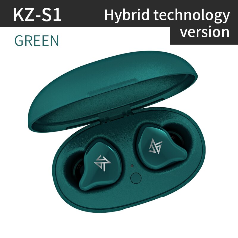 AK KZ S1 S1D TWS True Wireless Earbuds KZ Bluetooth 5.0 Earphone 1BA+1DD Hybrid Portable HIFI Stereo Sport Headset Noise Cancel: Green