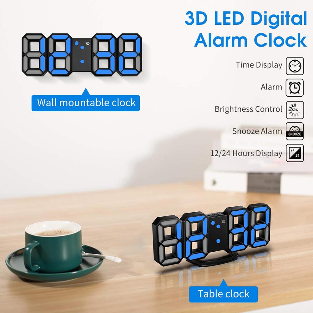 3D LED Digital Alarm Clock Dimmable Snooze Function Home Living Room Night Light living room bedroom dining room nice decoration
