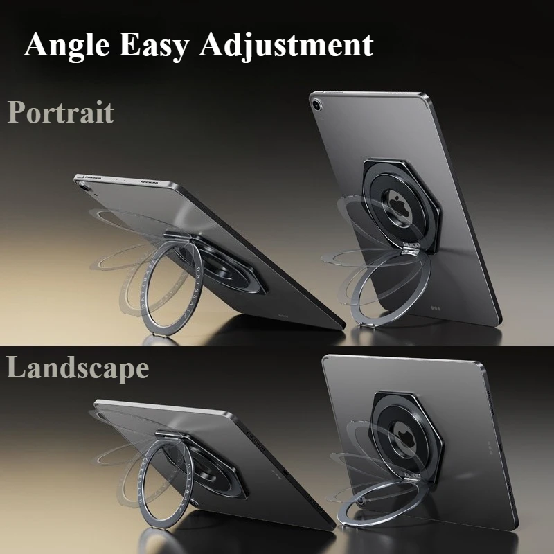 Metalowy magnetyczny uchwyt na tablet Oatsbasf z podstawką na pierścień 360 ° Uniwersalny, obrotowy uchwyt samoprzylepny robić tabletu iPad Podkładka