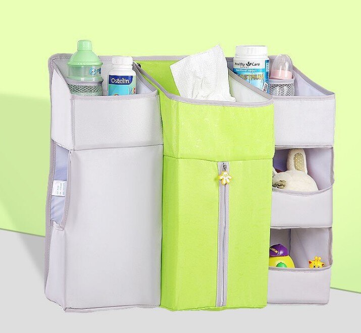 Multi-Function Hanging Foldable Baby Bed Organizer Nursing Storage Bag Holder Diaper Stacker Portable Dual Layer Baby Bed Set: H