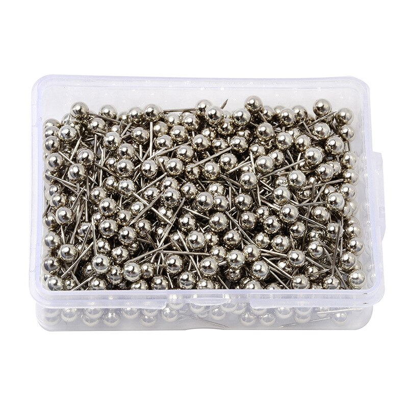 400PCS 4MM Round Plastic Head Steel Point Push Pins Map Thumb Tacks Pin Office School Supplies Safety Dressmaking Pins: Silver