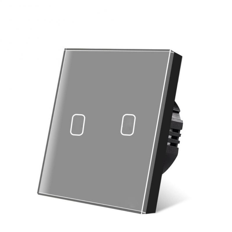 AUBESS 1 2 3 Gang EU Touch Switch LED Backlight Panel Tempered Crystal Glass Wall Light Sensory AC100-240V Switches Interruptor: gray black two