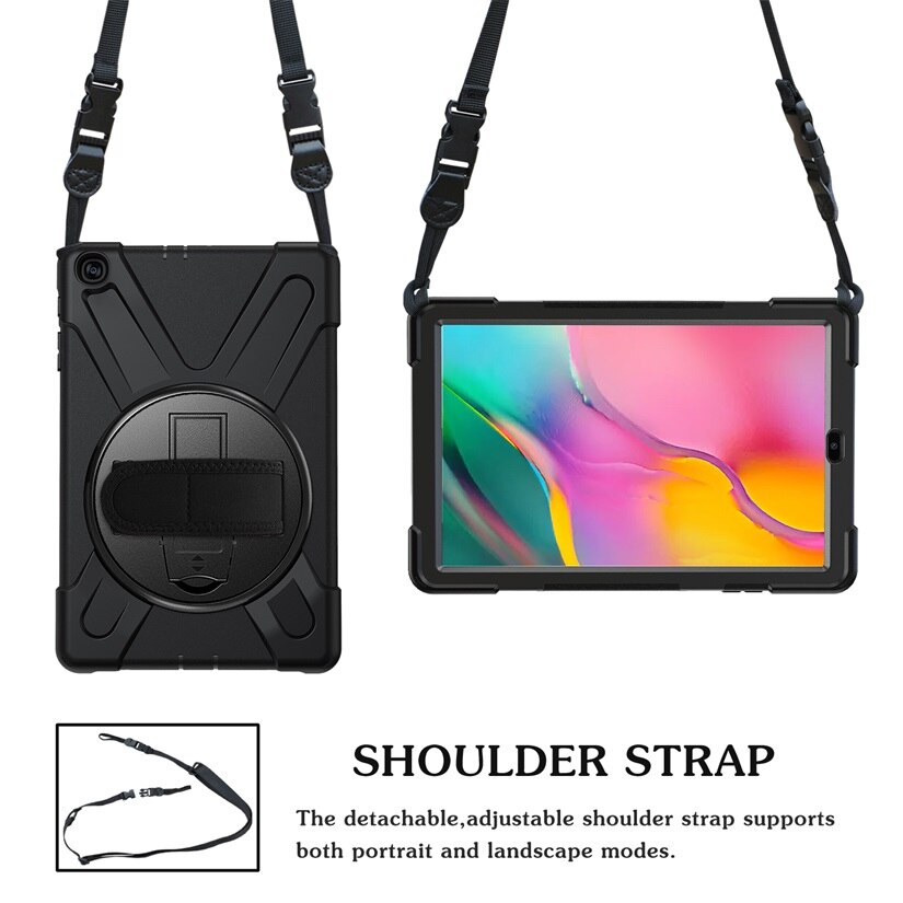 For Galaxy Tab A 10.1 Case, Shockproof High Impact Resistant Heavy Duty Armor Cover for Samsung Galaxy Tab A 10.1 T510 T515: Black Strap