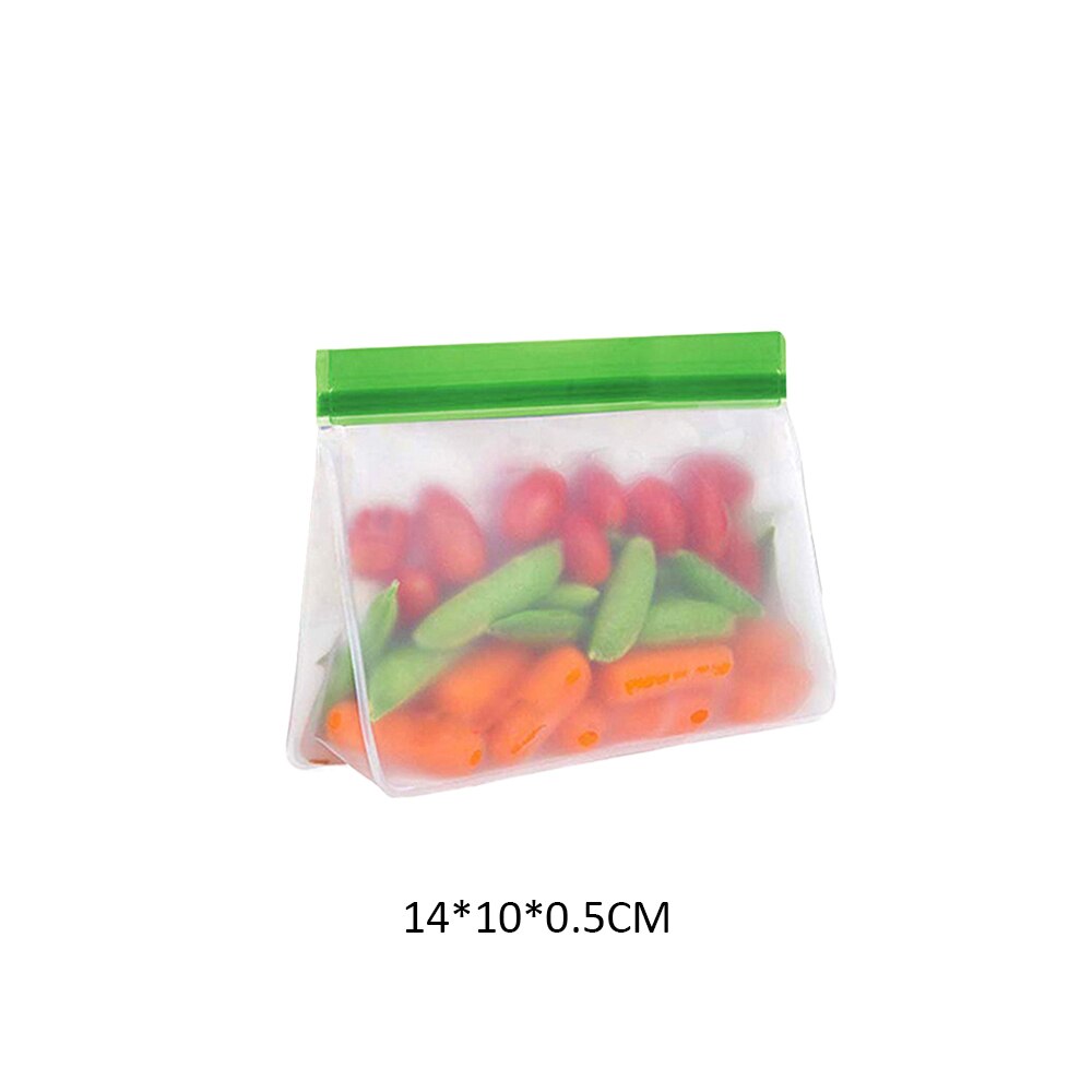 Reusable Food Bag Zero Waste PEVA Sealed Bags Snack Vegetable Fruits Sandwich Bag Friedge Fresh Food Storage Container BPA Free: 1pc S