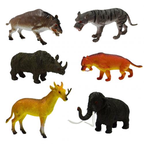 6 st simulering mammut sabeltand tiger noshörning förhistorisk djurmodell leksak barn barnleksaker: Default Title