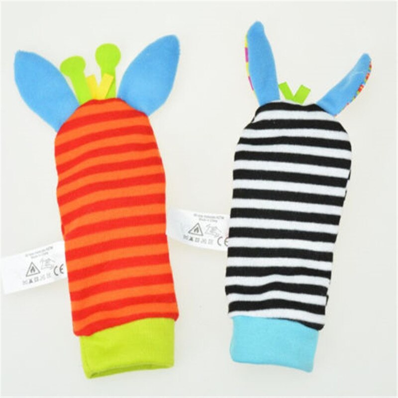 1 paar Baby Infant Weiche Rasseln Nette Baby Spielzeug Handgelenk Handbell Fuss-sucher Socken Entwicklungs spielzeug