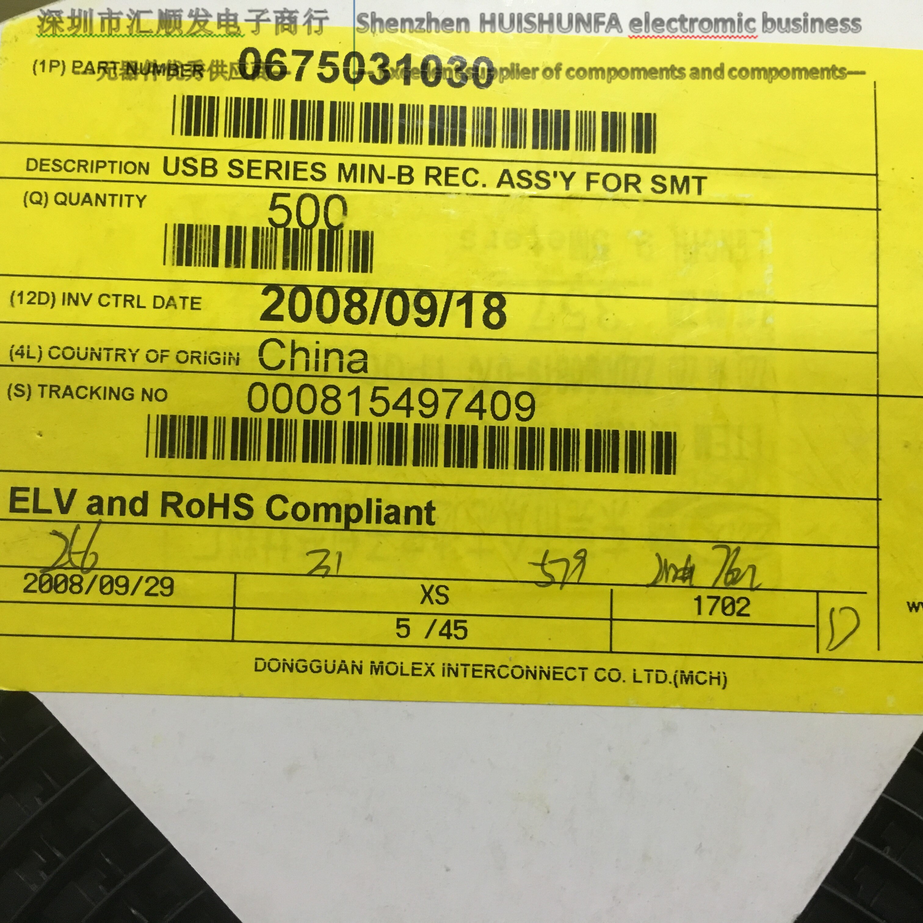 Usb-liittimet molex 67503-1030 675031030