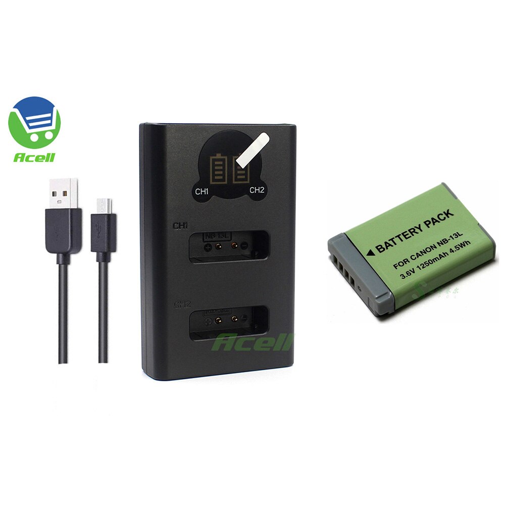 NB-13L Battery + LCD USB Dual Charger for Canon PowerShot SX740 SX730 SX720 SX620 HS PowerShot G7X G1X Mark III Camera