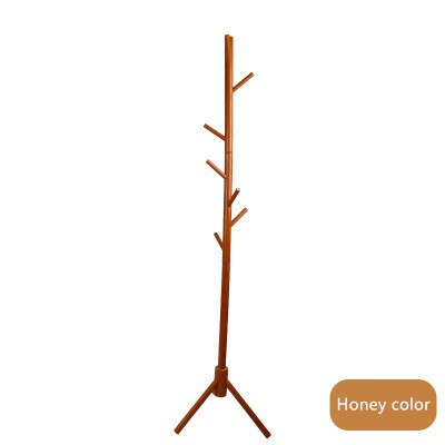 Fyrretræ massivt træ bøjle gulvstående frakke rack hjem møbler tøj hængende opbevaring rack træ bøjle soveværelse: Honningfarve