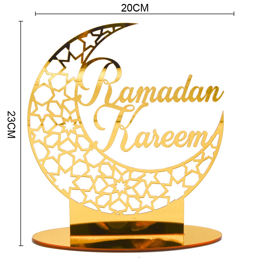Ramadan dekoration glad eid mubarak islam akryl månestjerne skrivebordspynt hajj islamisk muslimsk festival festdekoration