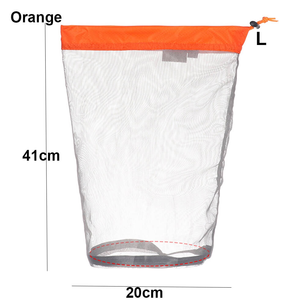 1Pc Drawstring Storage Bag Outdoor Stuff Sack Camping Sport Ultralight Mesh Traveling Organizer Hiking Tool Accessories: L - orange