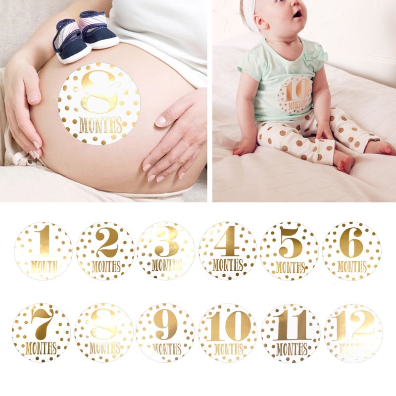 Baby Pregnant Women Monthly Photograph Sticker Fun Month 1-12 Milestone Stickers Stickers Baby Photograph Stickers Photo Prop