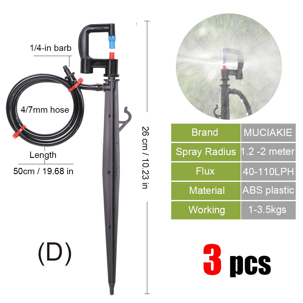 MUCIAKIE-rociadores de jardín con boquilla de nebulización, rociador de riego para jardinería o plantas, 3 uds.: Dx3pcs