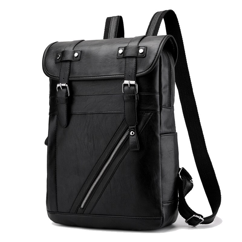 Beste heren zakelijke rugzak reistas waterdichte slanke laptop rugzak schooltas kantoor heren rugzak tas leer: Zwart