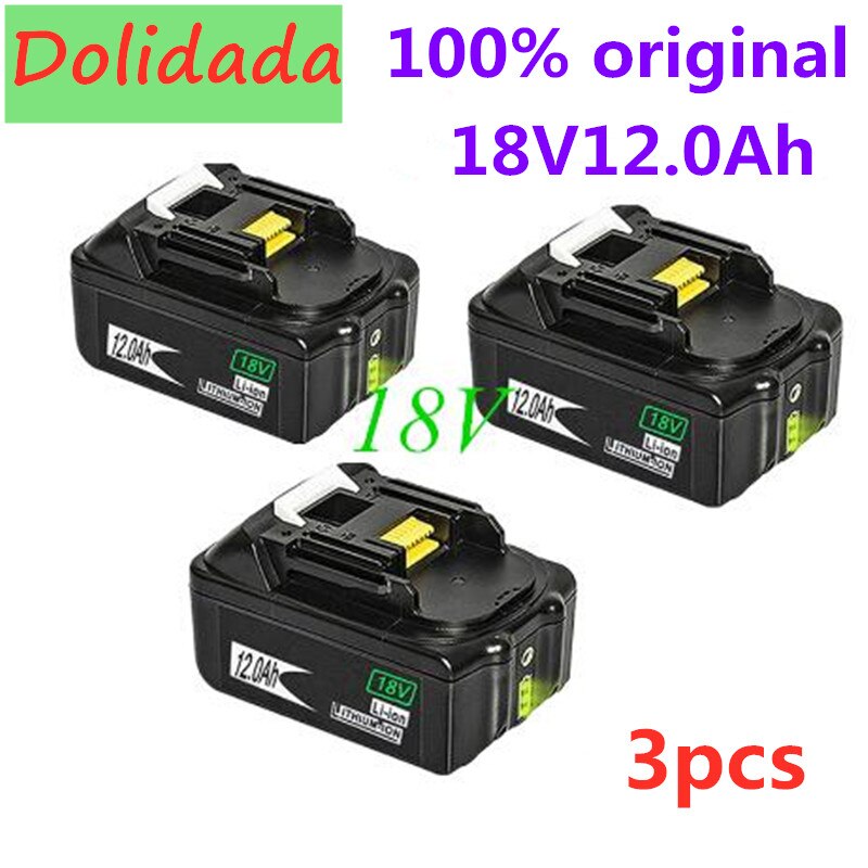 2 stk original 18 v 12ah genopladeligt batteri li-ion batteri udskiftning elværktøjs batteri til makita bl1880 bl1860 bl1830+ oplader