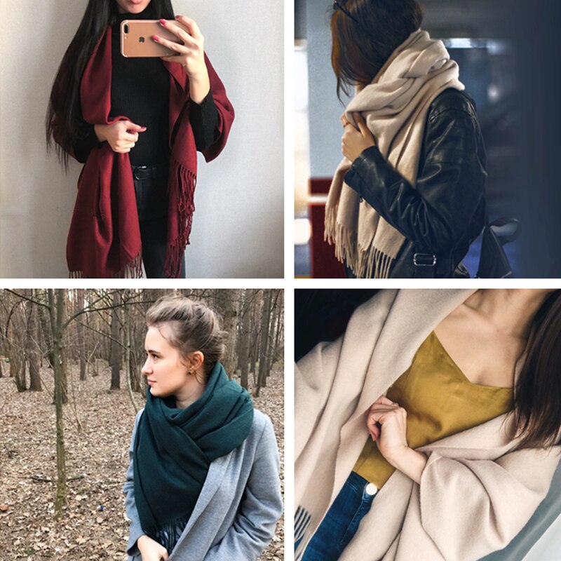 FURTALK 100% bufanda de lana de cordero para mujer Cachemira bufanda de lana Pashmina Bandana invierno otoño bufanda larga Mujer chales foulard femme